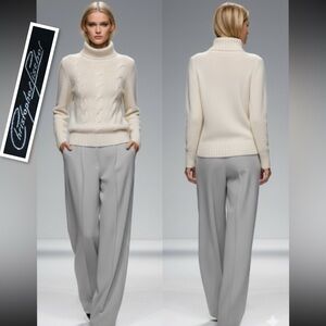 CHRISTOPHER PISCHEL 100% Cashmere Turtleneck Sweater Pullover In Cream Size S